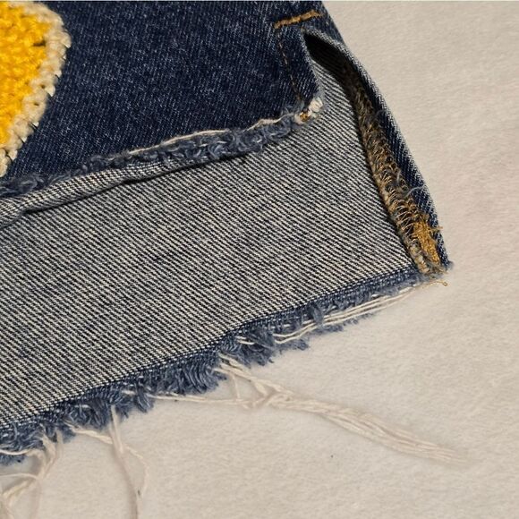 "H&M" Denim jeans skirt with handmade crochet decoration. Size 8 - Picture 7 of 16